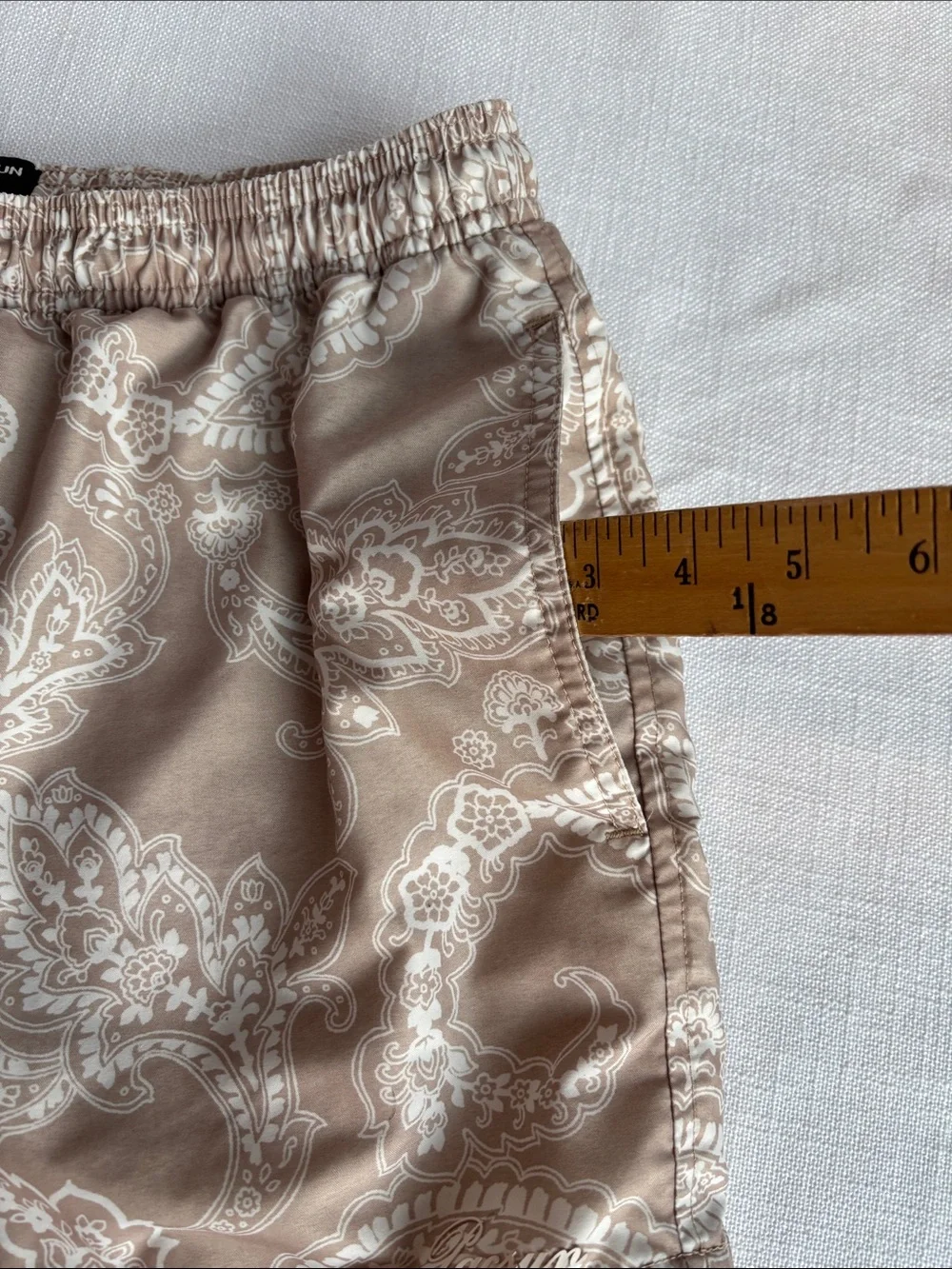 PacSun Beige Paisley Drawstring Swim Shorts -344sku